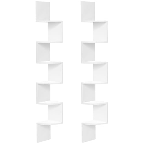 HOOBRO Rustic Floating Corner Shelves Set (2-Pack) - 4-Tier Wall Mounted Storage