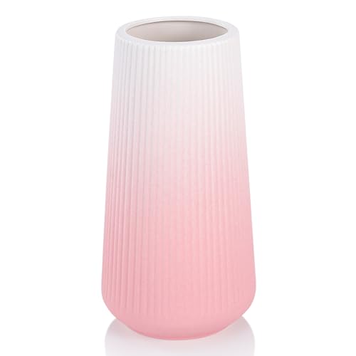 GUKJOB White Ceramic Vase for Pampas Grass, Modern Minimalist Home Decor