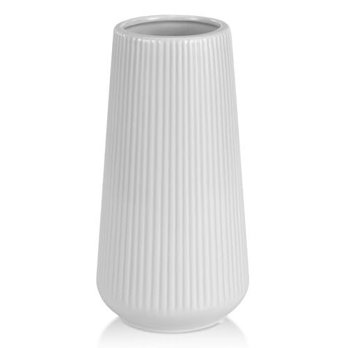 GUKJOB White Ceramic Vase for Pampas Grass, Modern Minimalist Home Decor