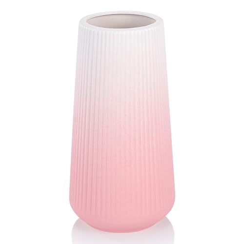 GUKJOB White Ceramic Vase for Pampas Grass, Modern Minimalist Home Decor