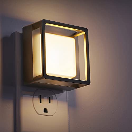 DORESshop Dimmable LED Plug-In Night Lights 2-Pack, Dusk-to-Dawn Sensor, Soft White