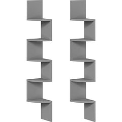 HOOBRO Rustic Floating Corner Shelves Set (2-Pack) - 4-Tier Wall Mounted Storage
