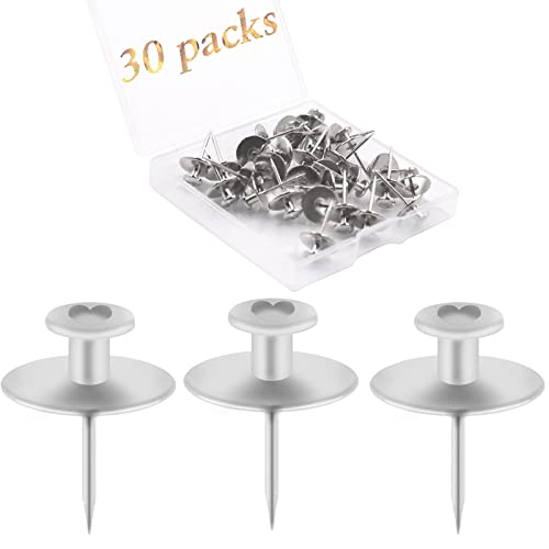 30 Black Double-Headed Push Pin Picture Hangers for Renter-Friendly Wall Decor