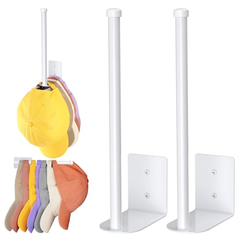 2-Pack Stainless Steel Baseball Cap Organizer Rack - Adhesive or Drill Mount