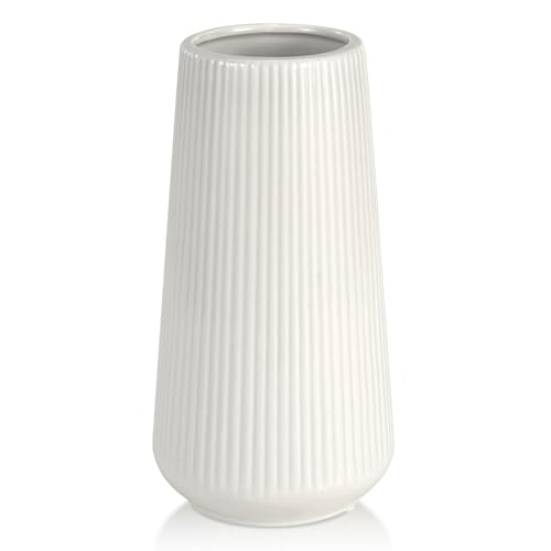 GUKJOB White Ceramic Vase for Pampas Grass, Modern Minimalist Home Decor