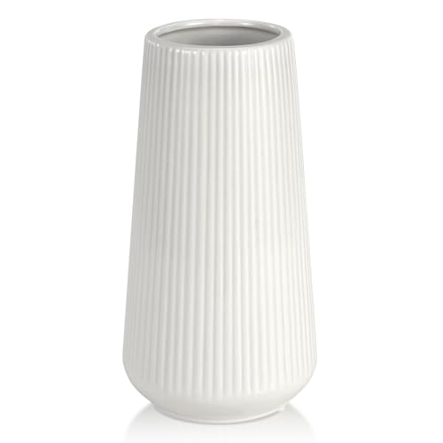 GUKJOB White Ceramic Vase for Pampas Grass, Modern Minimalist Home Decor