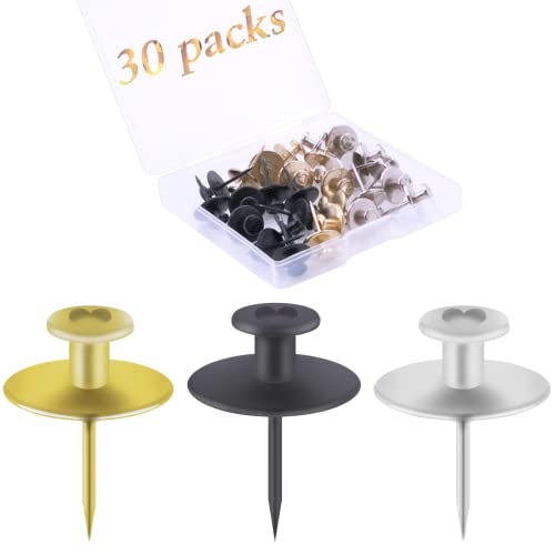 30 Black Double-Headed Push Pin Picture Hangers for Renter-Friendly Wall Decor
