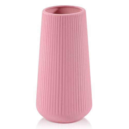 GUKJOB White Ceramic Vase for Pampas Grass, Modern Minimalist Home Decor