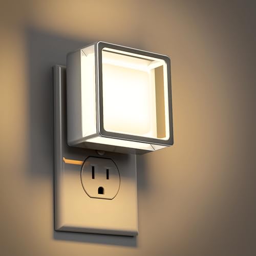 DORESshop Dimmable LED Plug-In Night Lights 2-Pack, Dusk-to-Dawn Sensor, Soft White