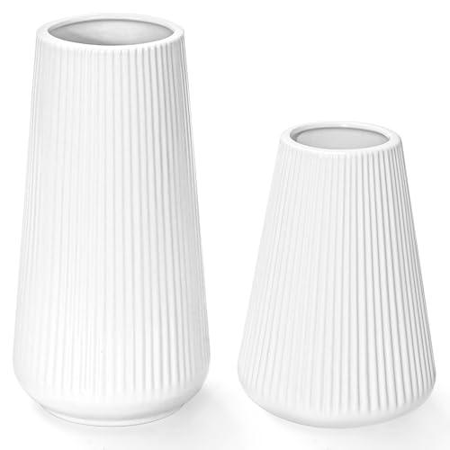 GUKJOB White Ceramic Vase for Pampas Grass, Modern Minimalist Home Decor