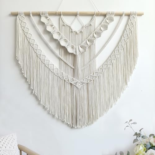 Achart Large Boho Macrame Wall Hanging - Handwoven Cotton Tapestry Decor