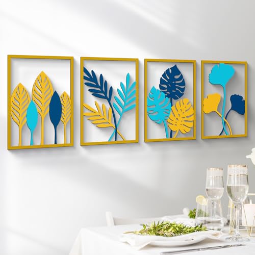 Glamativity 4-Pack Gold Minimalist Metal Line Art: Elegant Woman Body Wall Decor