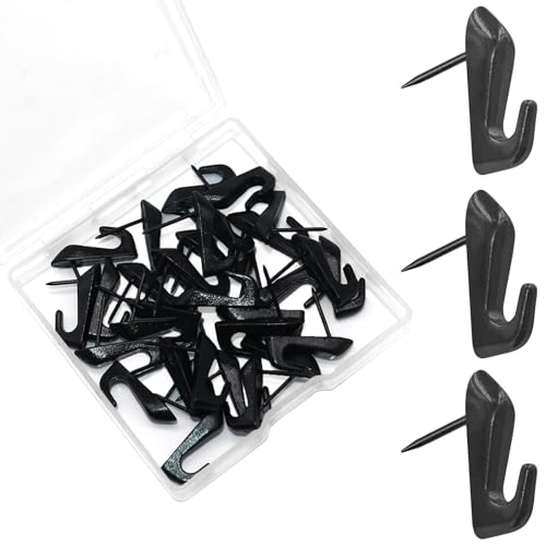 30 Black Double-Headed Push Pin Picture Hangers for Renter-Friendly Wall Decor