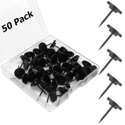 30 Black Double-Headed Push Pin Picture Hangers for Renter-Friendly Wall Decor