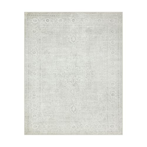 Luxury Washable Faux Wool Area Rug: Ultra Soft, Non-Slip Vintage Print