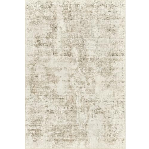 Soalmost Washable Area Rug 8x10, Soft Vintage Beige Carpet for Living Room, Non-Slip, Stain-Resistant