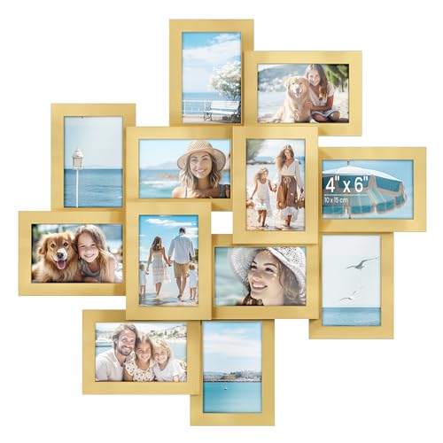 SONGMICS 12-Pack 4x6 Rustic Brown Collage Picture Frames, Glass Front