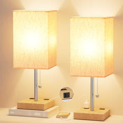 Minimalist Square Fabric Shade Table Lamp for Bedroom Bedside Nightstand Office