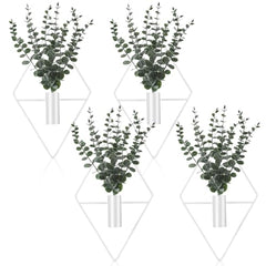 Jexine Modern Geometric Metal Hanging Planters with Faux Eucalyptus, 4-Pack Black