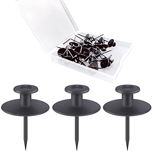 30 Black Double-Headed Push Pin Picture Hangers for Renter-Friendly Wall Decor