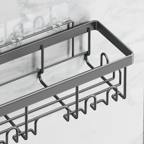 Veken 6-Pack Rustproof Adhesive Shower Caddy - No Drill Wall-Mounted Bathroom Organizer