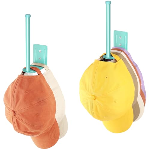 2-Pack Stainless Steel Baseball Cap Organizer Rack - Adhesive or Drill Mount