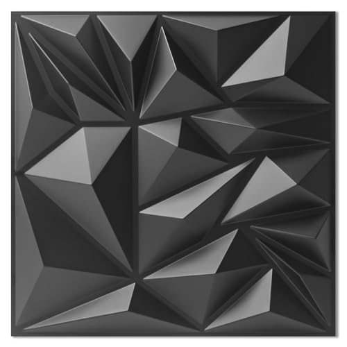 Art3d 33-Pack White 3D Diamond Textured PVC Wall Panels Modern Interior Decor