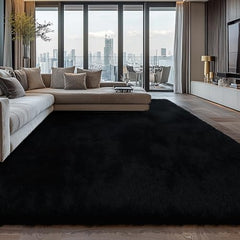 Boshengya Ultra Soft Fluffy Shag Area Rug, Tie-Dye Grey, Cozy Bedroom Living Room