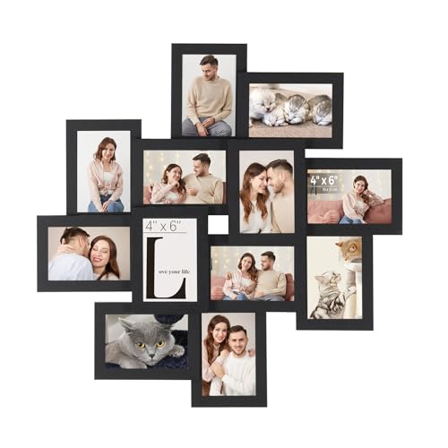 SONGMICS 12-Pack 4x6 Rustic Brown Collage Picture Frames, Glass Front