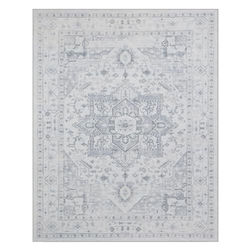 Luxury Washable Faux Wool Area Rug: Ultra Soft, Non-Slip Vintage Print