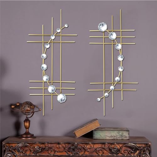 Dazzling Silver Crystal Sunburst Wall Art Decor Set - 3-Pack Metal Jeweled Bling