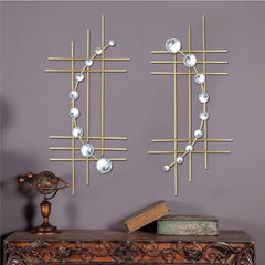 Dazzling Silver Crystal Sunburst Wall Art Decor Set - 3-Pack Metal Jeweled Bling