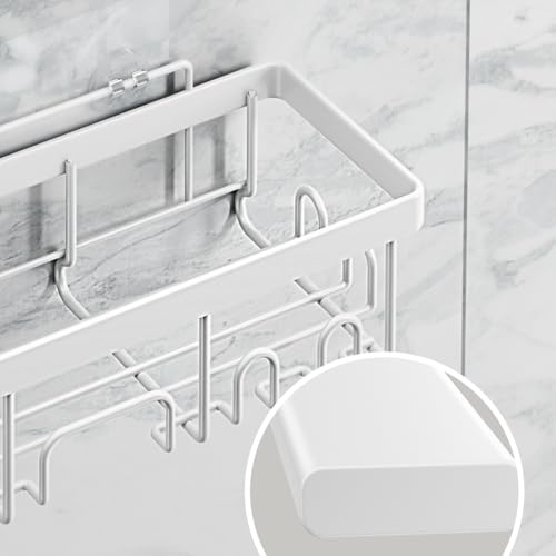 Veken 6-Pack Rustproof Adhesive Shower Caddy - No Drill Wall-Mounted Bathroom Organizer