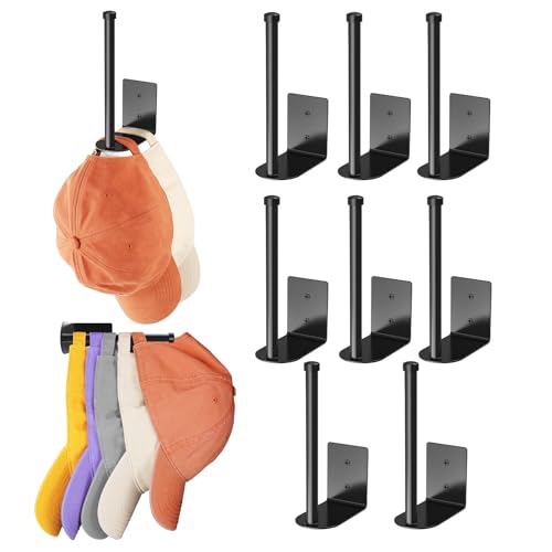 2-Pack Stainless Steel Baseball Cap Organizer Rack - Adhesive or Drill Mount