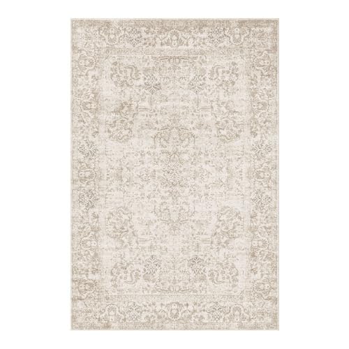 Rugxara Vintage Boho Washable Area Rug 5x7, Light Blue Grey, Non-Slip, Low Pile