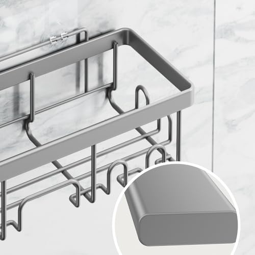 Veken 6-Pack Rustproof Adhesive Shower Caddy - No Drill Wall-Mounted Bathroom Organizer