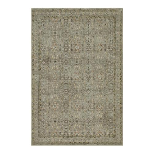 Vintage Boho Washable Faux Wool Rug, Non-Slip Low Pile, Taupe/Grey
