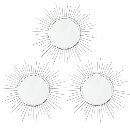 3-Pack Gold Sunburst Metal Wall Mirrors for Living Room Entryway Decor