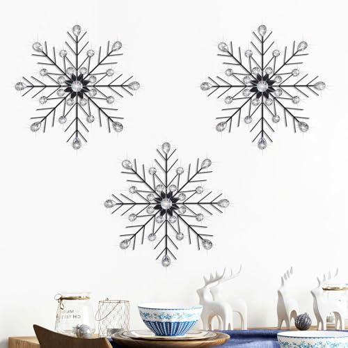 Dazzling Silver Crystal Sunburst Wall Art Decor Set - 3-Pack Metal Jeweled Bling