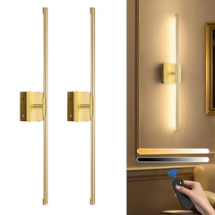 Wireless Rechargeable LED Wall Sconces Set, Dimmable Remote Control, 30-inch Black