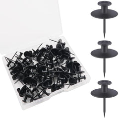 30 Black Double-Headed Push Pin Picture Hangers for Renter-Friendly Wall Decor