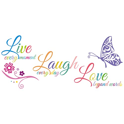 Large Live Love Laugh Wall Decal Sticker Set - Inspirational Family Quotes Decor