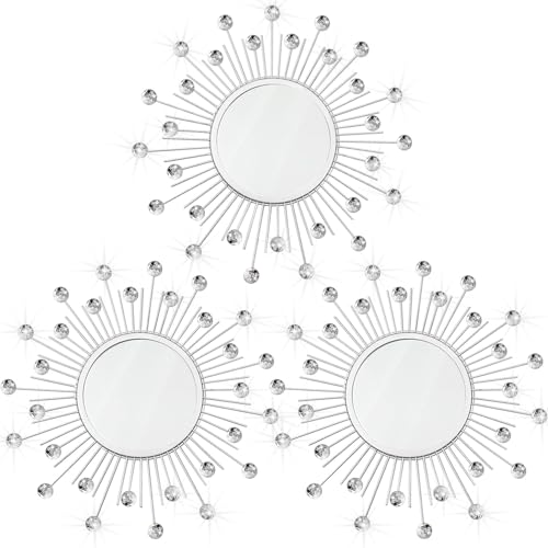 3-Pack Gold Sunburst Metal Wall Mirrors for Living Room Entryway Decor