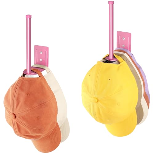2-Pack Stainless Steel Baseball Cap Organizer Rack - Adhesive or Drill Mount