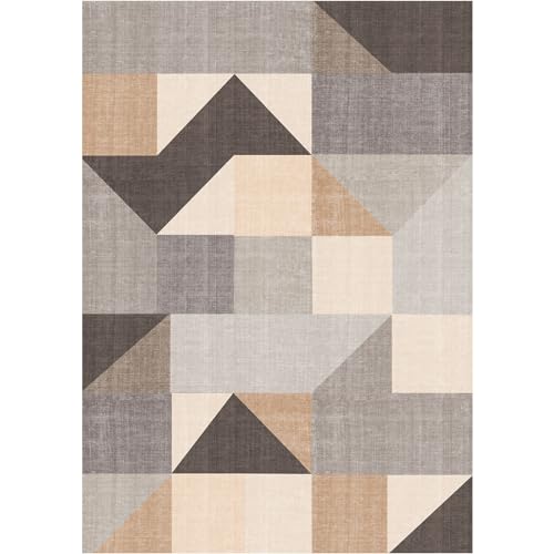 HOMFINE Washable 5x7 Geometric Modern Area Rug - Soft Non-Slip Bedroom Living Room