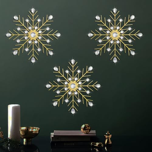 Dazzling Silver Crystal Sunburst Wall Art Decor Set - 3-Pack Metal Jeweled Bling
