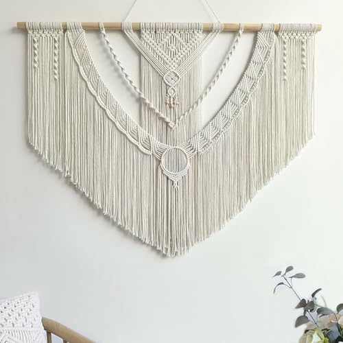 Achart Large Boho Macrame Wall Hanging - Handwoven Cotton Tapestry Decor