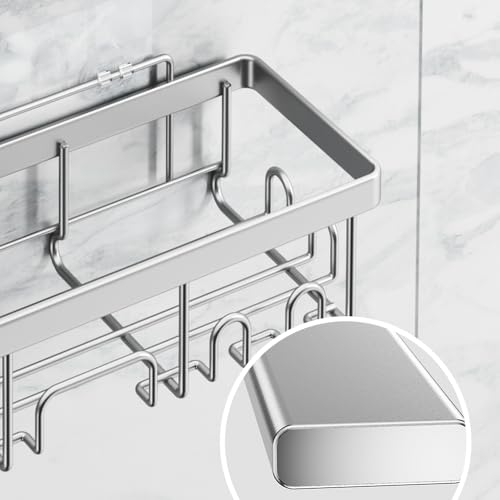 Veken 6-Pack Rustproof Adhesive Shower Caddy - No Drill Wall-Mounted Bathroom Organizer
