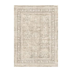 Lessymo Vintage Brown Distressed Floral Area Rug, Machine Washable Non-Slip Carpet