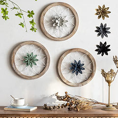 Paquesta 3-Piece Rustic Farmhouse Wall Decor with Interchangeable Metal Flowers